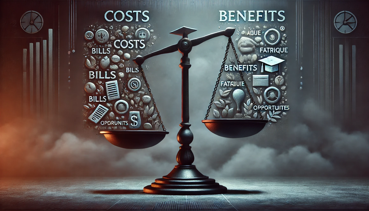 Illustration of a scale weighing costs and benefits