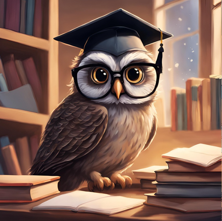 A wise owl in the library