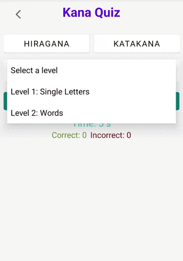 Engaging GIF showing the Kana Challenge language learning application